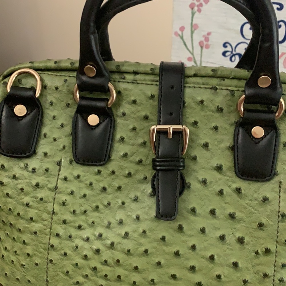Green Ostrich-Embossed Handbag - Picture 6 of 10